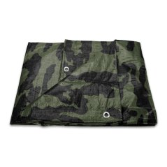 Plachta krycia s okami 8x12 m, 140g/m2 PE oliva/čierna kamufláž