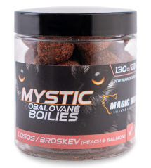 Magic Wolf - Losos/ broskev MYSTIC Boilies OBALOVANÉ 130g